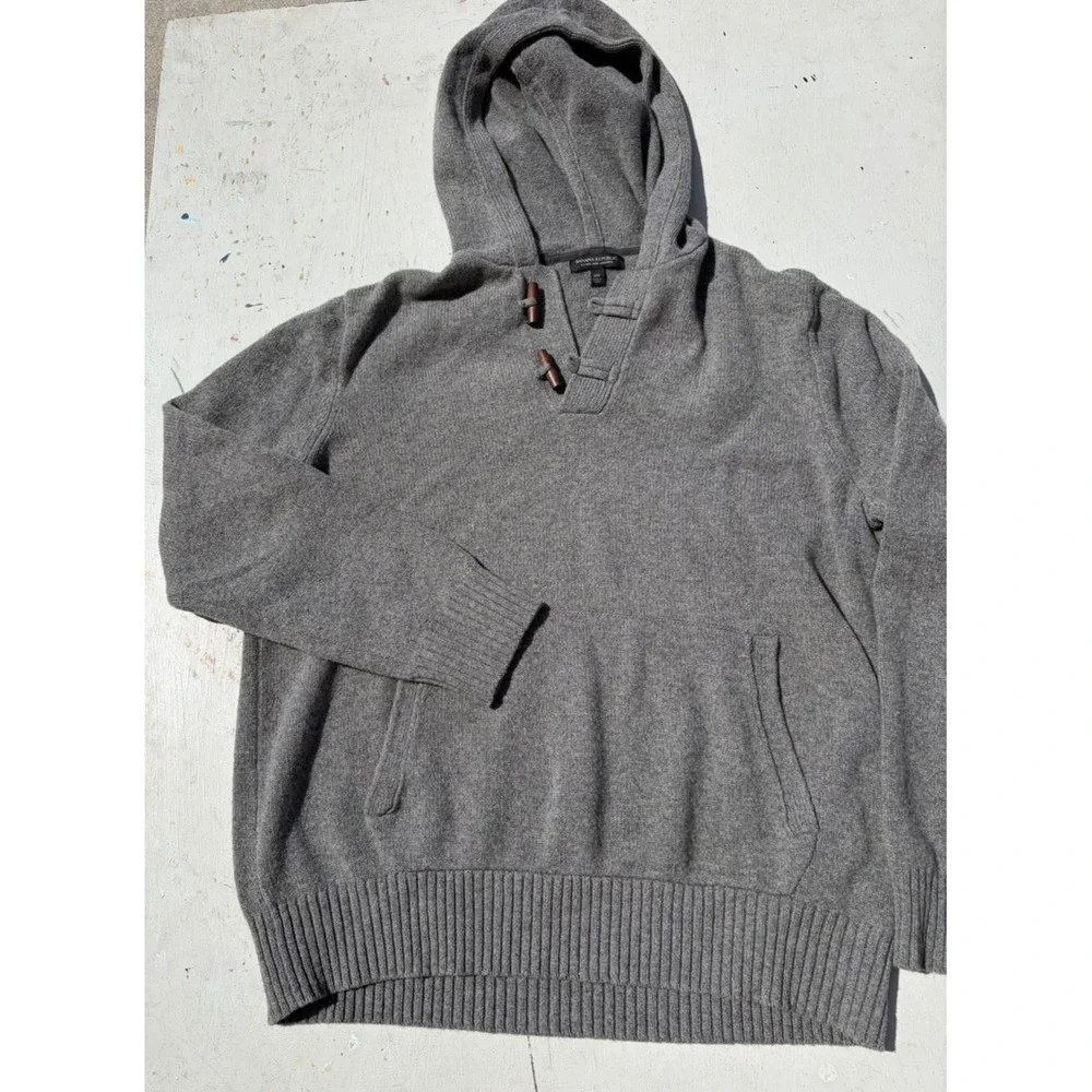 Men's Banana Republic Sweater Gray Solid 2XL Toggle Professor Fisherman Cardigan